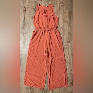Old Navy Sleeveless Tie-Neck Wide-Leg Jumpsuit in Rust